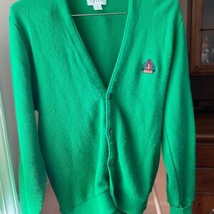 Izod Green Men's Cardigan Sweater vintage